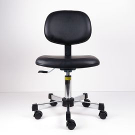 Porcellana L&#039;unità di elaborazione nera ESD ergonomico di cuoio presiede la sedia della stanza pulita con altezza del banco delle ruote fabbrica